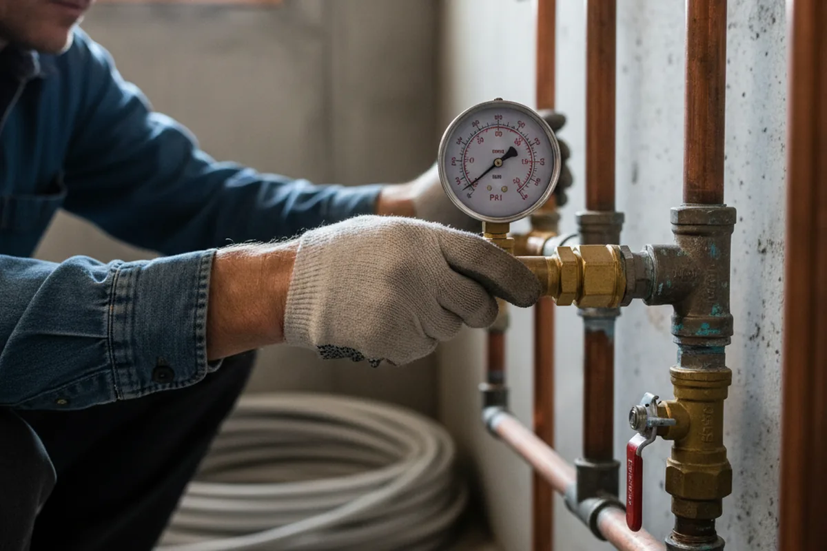 Pressure testing a repaired line during Water Line Repair in Carnelian Bay